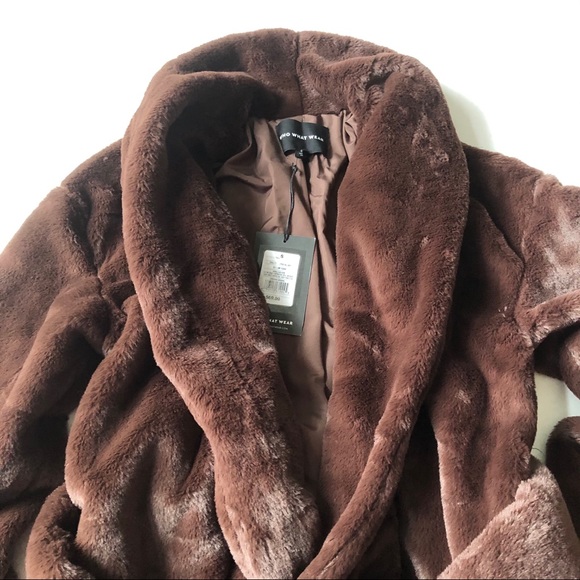 Who What Wear Teddy Fur Robe Coat Shawl Collar NWT - Picture 9 of 15